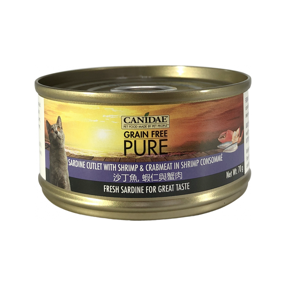 Canidae - PURE Grain Free Cat Can - Sardine Cutlet with Shrimp & Crabmeat in Shrimp Consomme 70 g