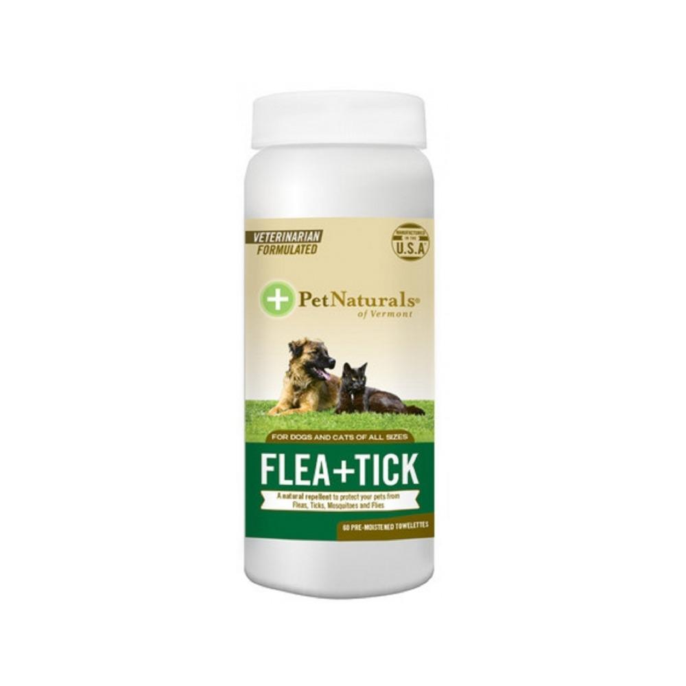 Pet Naturals of Vermont - Flea + Tick Wipes for Dogs & Cats 60 pcs