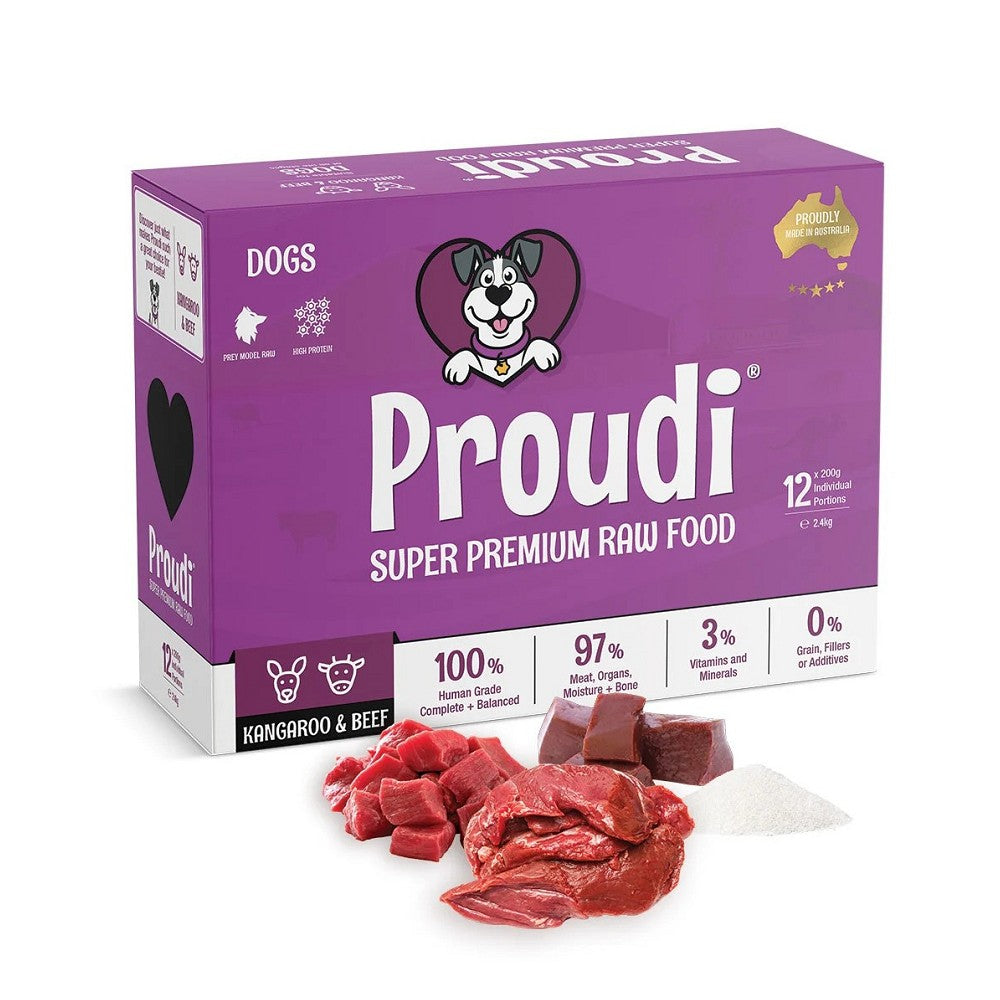 Proudi 急凍生肉袋鼠加牛配方狗糧 (須冷藏)