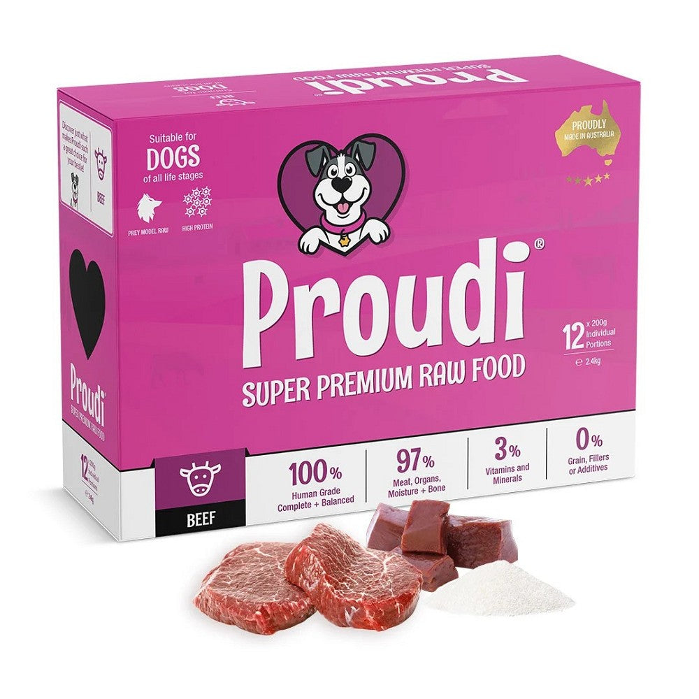 Proudi 急凍生肉單一蛋白純牛配方狗糧 (須冷藏)