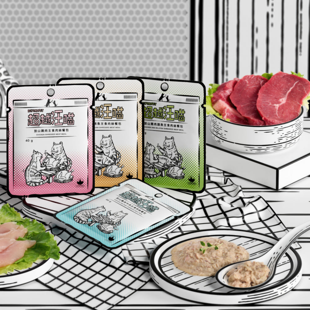 雞肉和羊肉撕絲貓糧袋裝