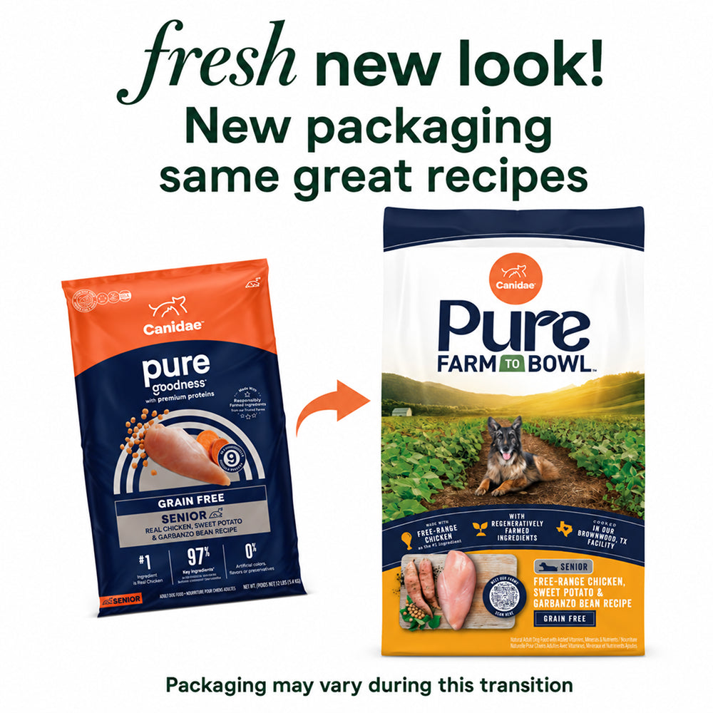 PURE 無穀物老年犬乾狗糧 - 雞肉、番薯及鷹嘴豆