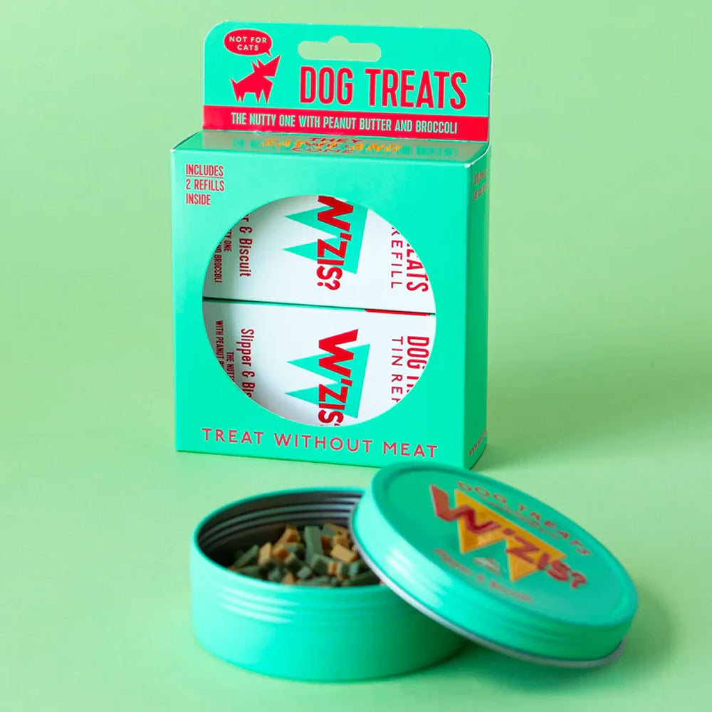 錫盒及補充裝禮盒套裝 - 拖鞋與餅乾（花生醬及西蘭花）狗狗小食