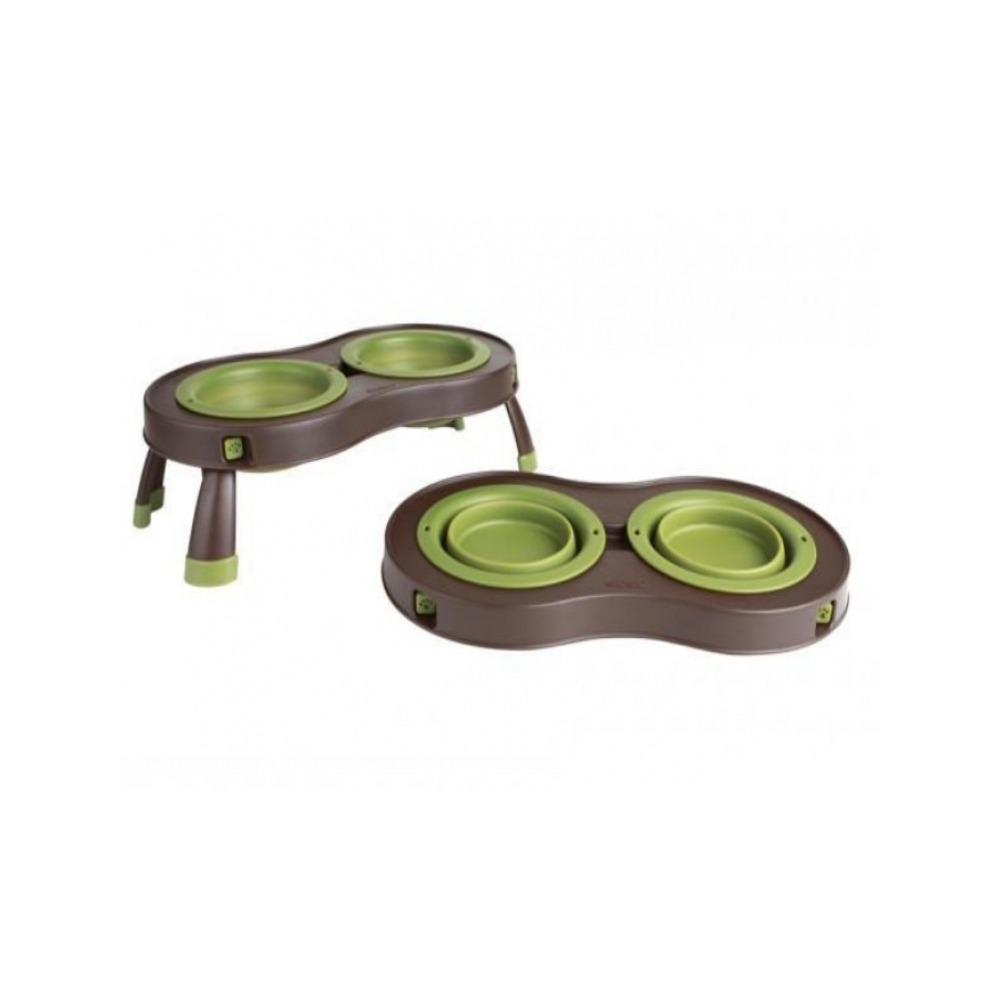 Dexas - Elevated Feeder Pet Double Bowl Green