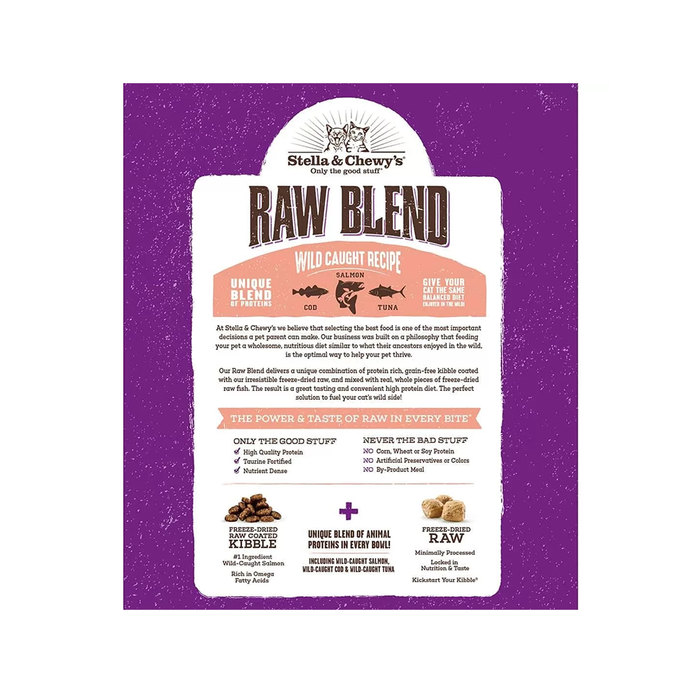 Stella & Chewy's Kibble - Freeze Dried Wild Caught Recipe Raw Blend Cat Dry Food 