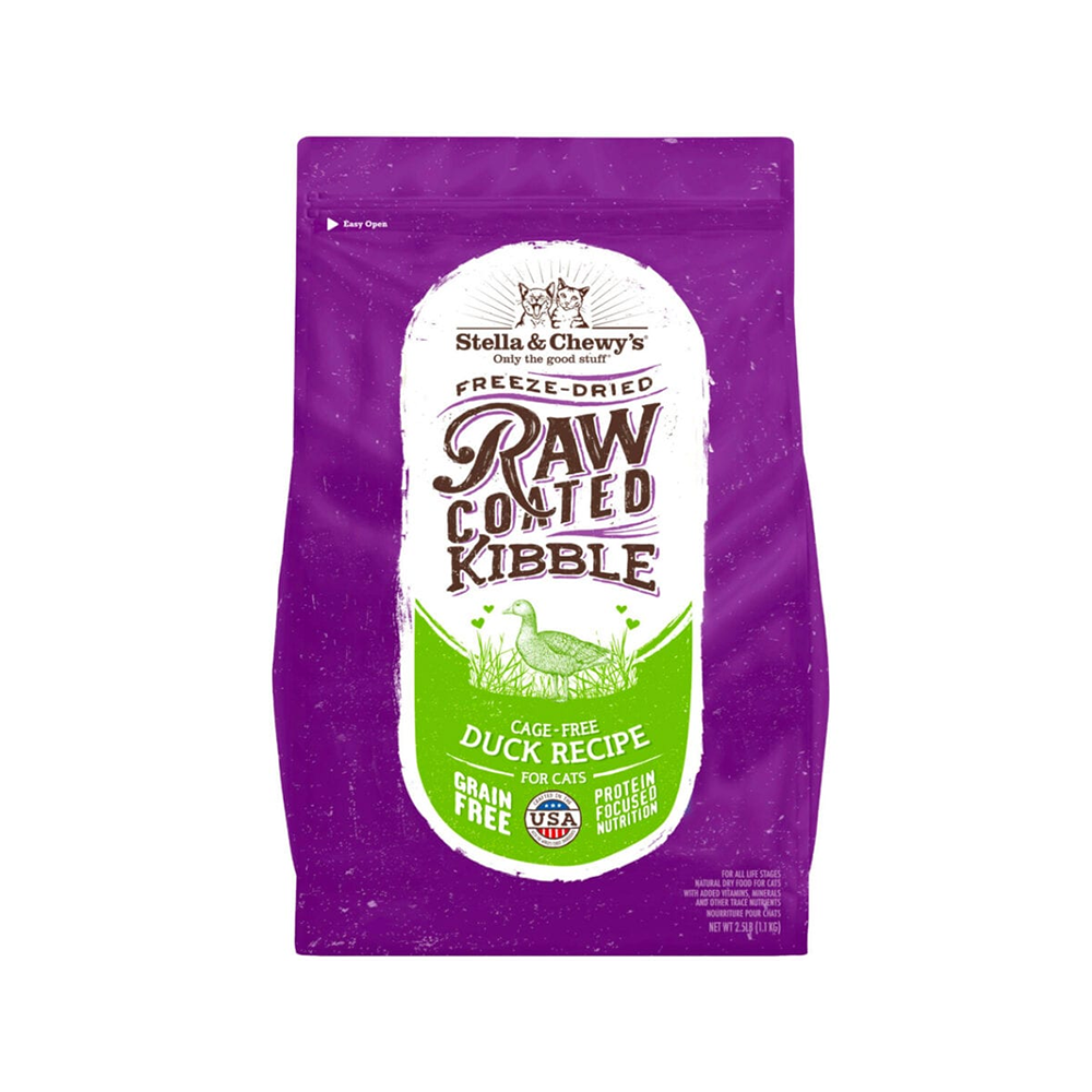 Stella & Chewy's Kibble - Freeze Dried Cage Free Duck Raw Coated Cat Dry Food 5 lb