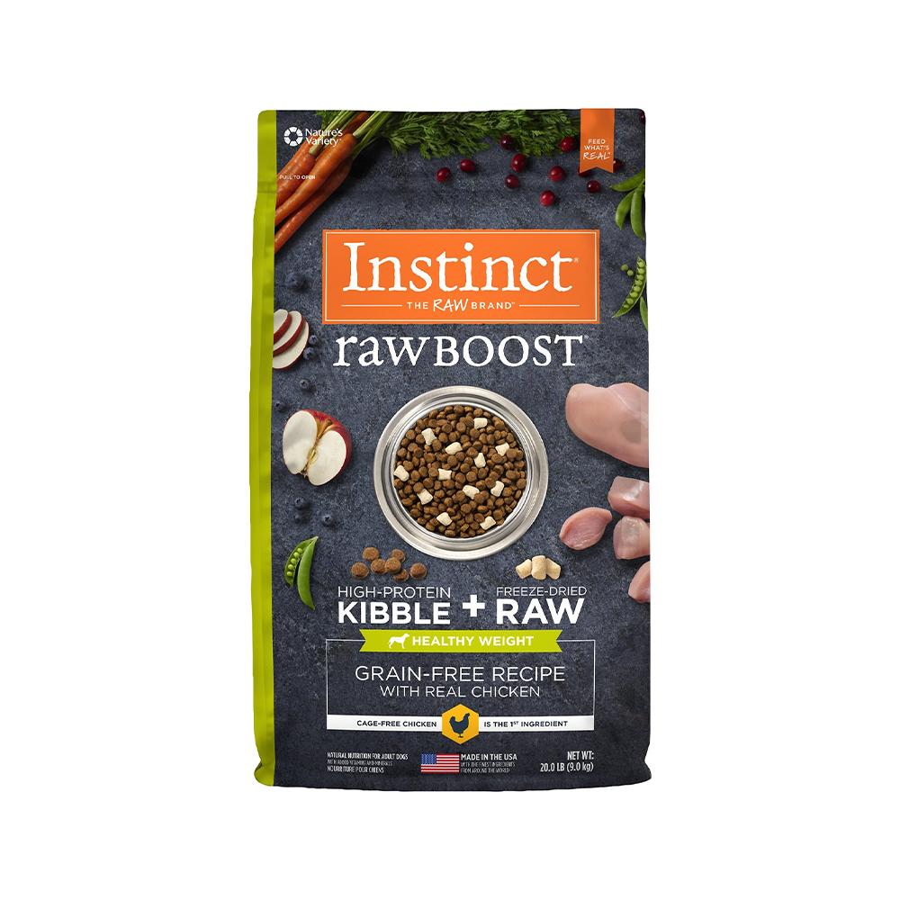 Nature's Variety - Instinct - Raw Boost Healthy Weight Grain Free Kibble + Raw Adult Dog Dry Food - Chicken 20 lb
