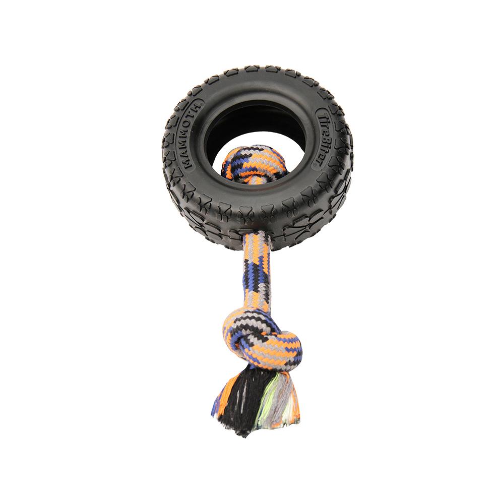 Mammoth Pet - TireBiter II Rubber Tire Dog Toy with Rope Large