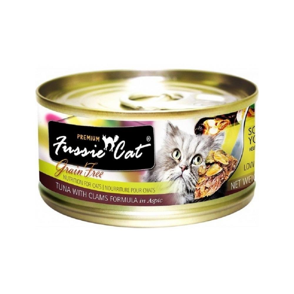 Fussie Cat - Premium Adult Grain Free Cat Can - Tuna with Clams 80 g