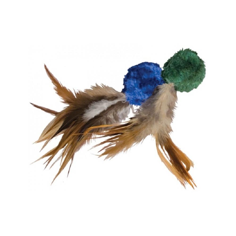 KONG - Natural Crinkle Ball Catnip Toy with Feathers Assorted